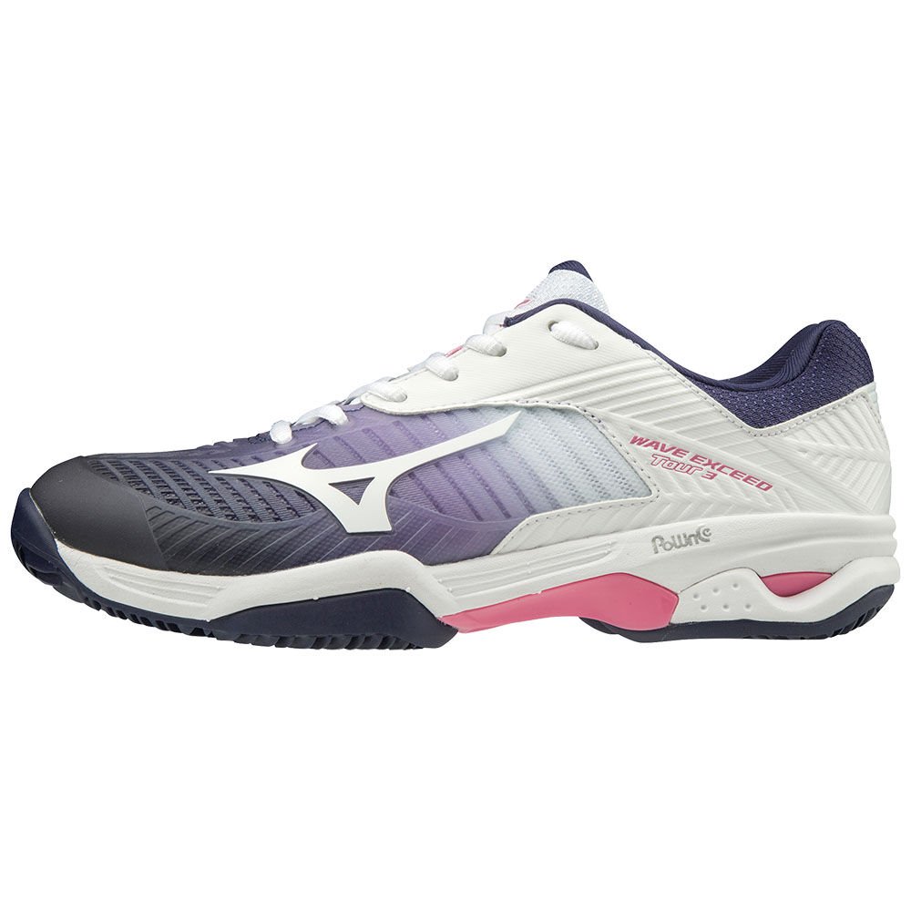 Mizuno Women's Tennis Shoes White/Pink WAVE EXCEED TOUR 3CC Shoes - 61GC187514